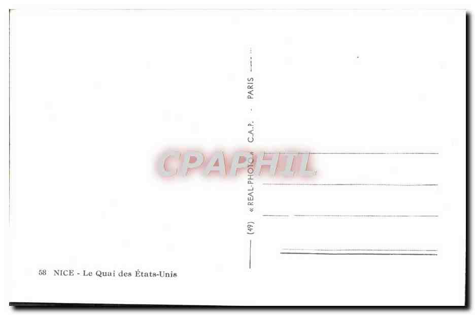 CPM Nice Le Quai des Etats Unis — Verso