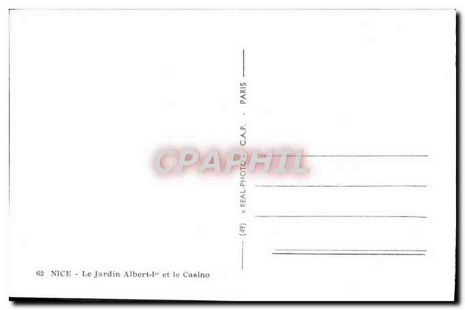 CPM Nice Le Jardin Albert 1er et le Casino — Verso