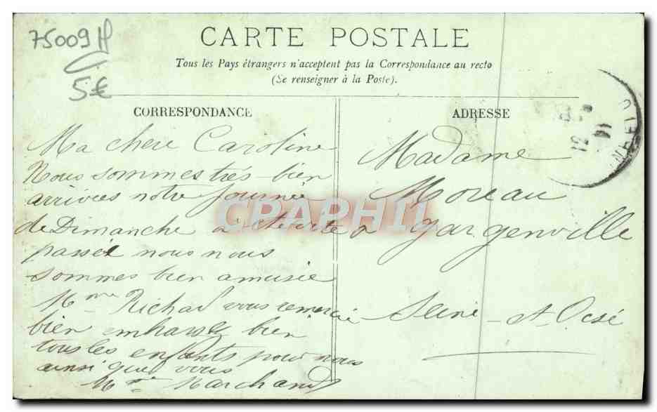 CPA Paris L'Eglise de la Trinite — Rückseite