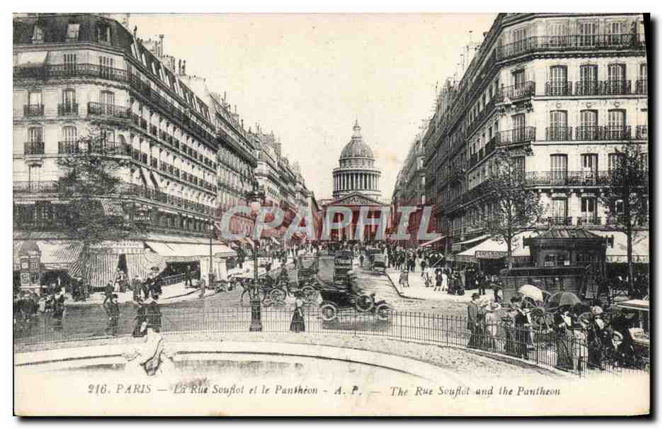 CPA Paris La Rue Souflot et le Pantheon