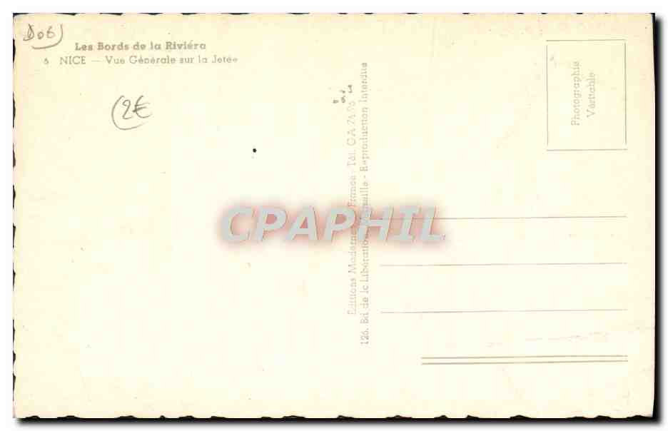 CPA Nice Vue Generale Sur la Jetee — Verso