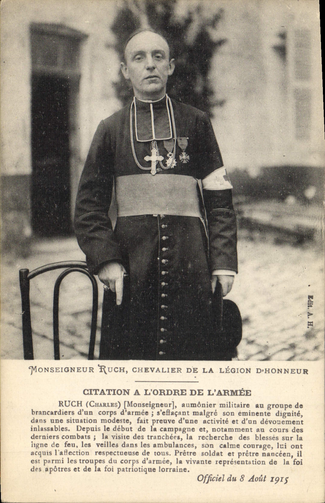 Monseigneur Ruch, chevalier de la Légion d'Honneur — citation militaire — Édit. A. H.