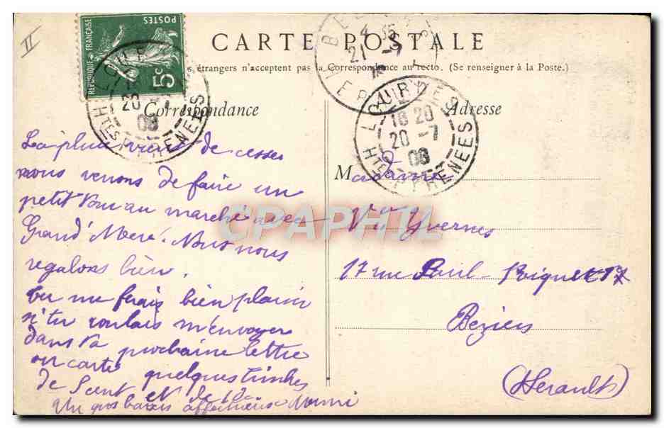 Lourdes — Mgr Schöpfer, gardien du Sanctuaire — Ed. F. V. — Reverso
