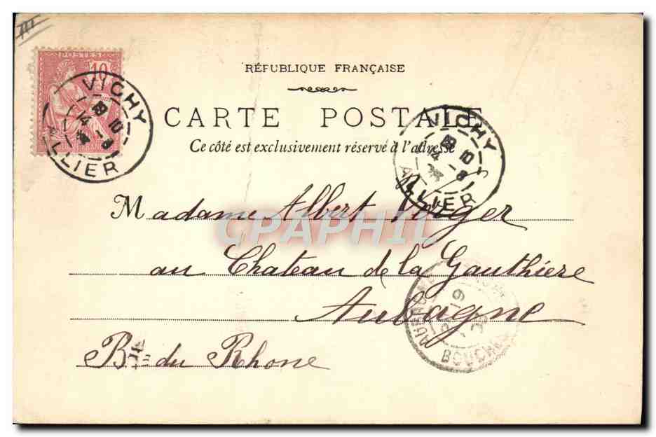 CPA Thermalisme Vichy Nouvelle source de la grande grille — Rückseite