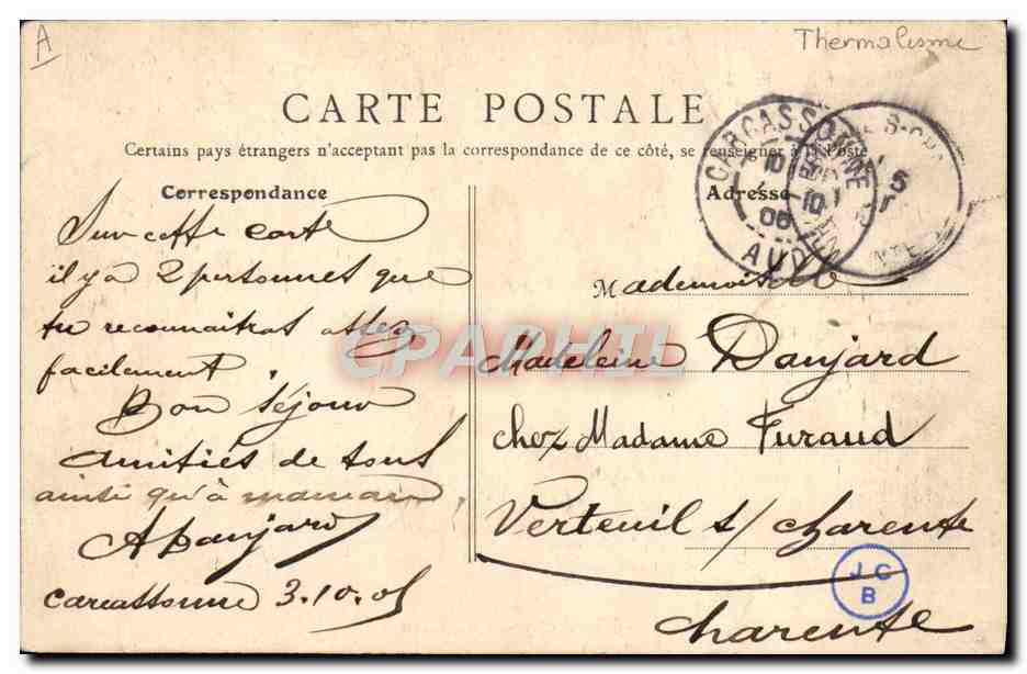 CPA Thermalisme Vichy Source Chomel — Rückseite