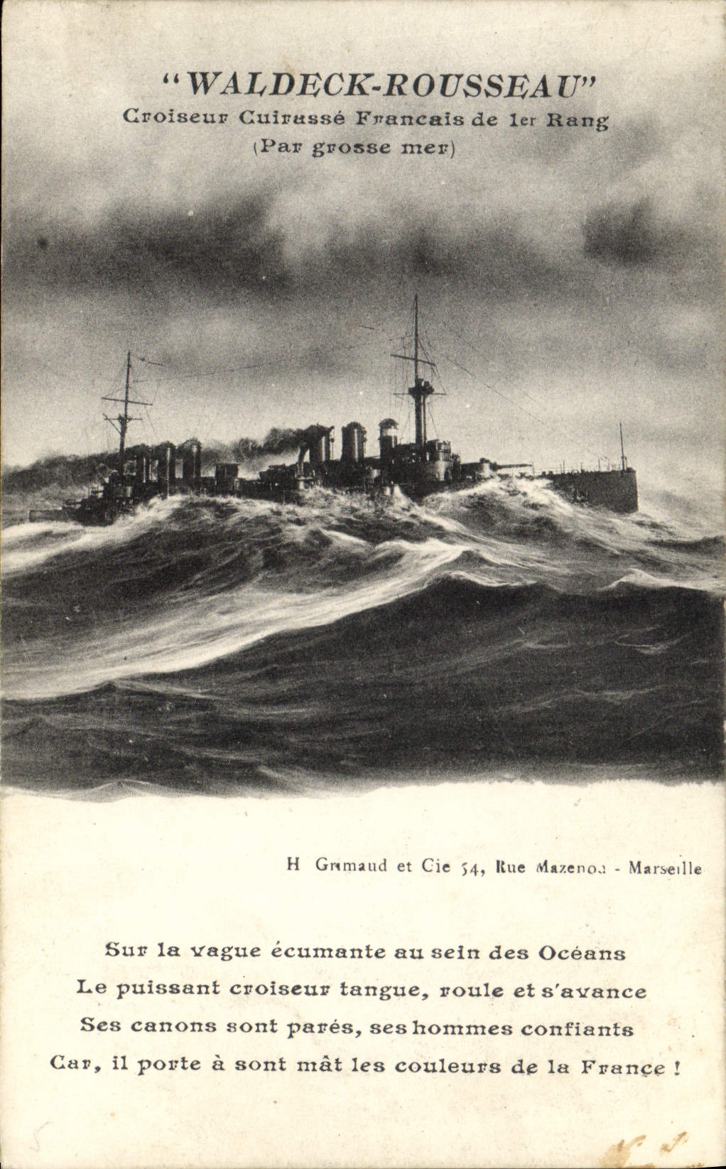 CPA Bateau Waldeck Rousseau Croiseur Cuirasse Francais de 1er rang 