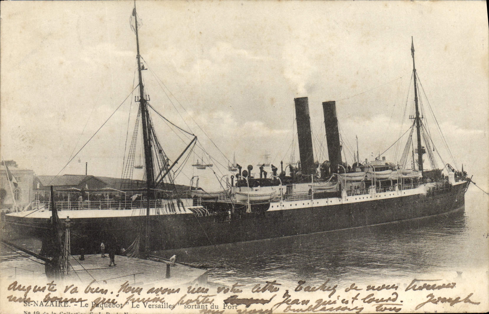 Saint-Nazaire - Le paquebot "Le Versailles" sortant du port — éditeur anonyme, n° 19 de la collection