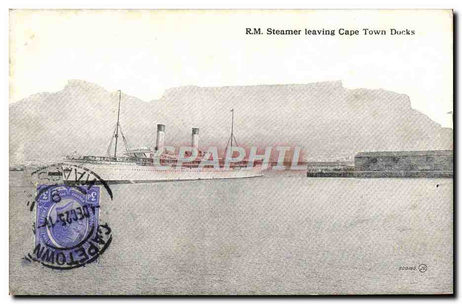 Cape Town — R.M. Steamer leaving Cape Town Docks — Valentine & Sons Publishing Co., Ltd.