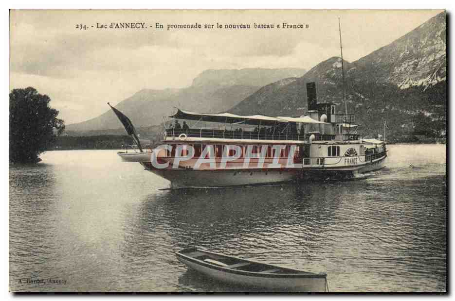 Lac d'Annecy — En promenade sur le nouveau bateau « France » — A. Barthe, Annecy