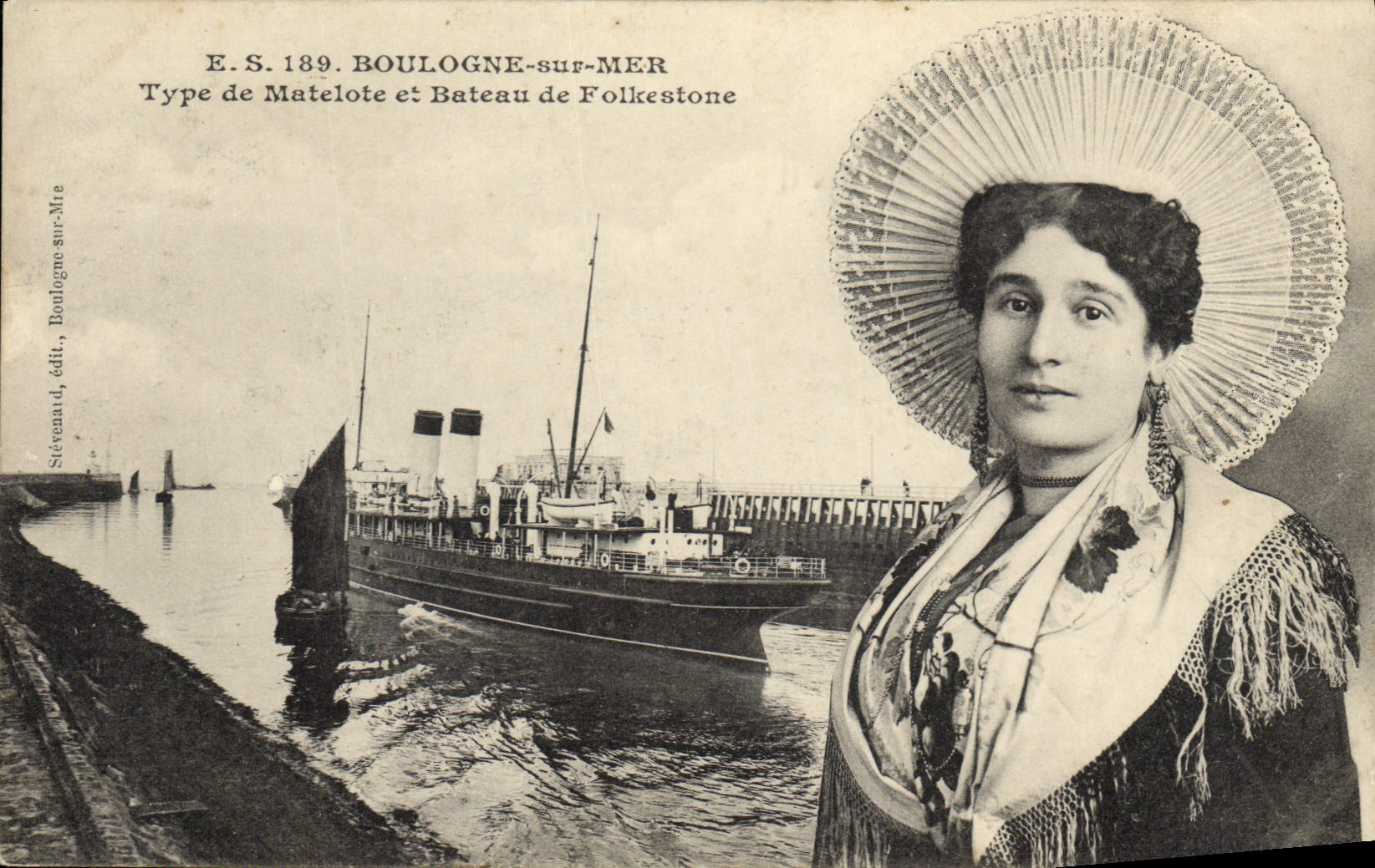 Boulogne-sur-Mer — Type de Matelote et Bateau de Folkestone — Stévenard, édit. Boulogne-sur-Mer