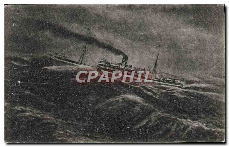 Navire à vapeur en mer agitée — L'Estaque, 22 juillet 1913 — éditeur non visible