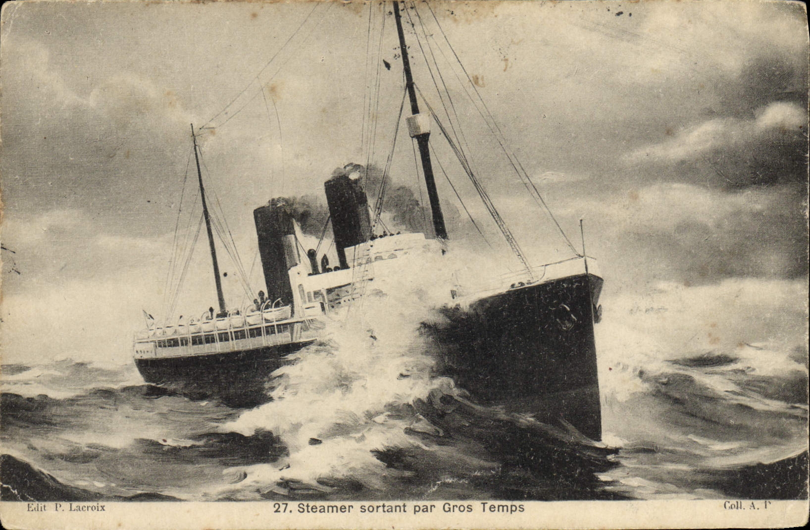 Steamer sortant par Gros Temps — Édit P. Lacroix, n°27