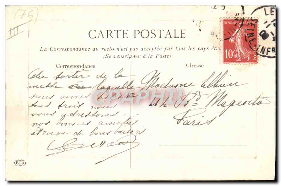 Le Havre - Au Bassin de l'Éure - Entrée d'un transatlantique — Éditeur E.P.D. — Verso