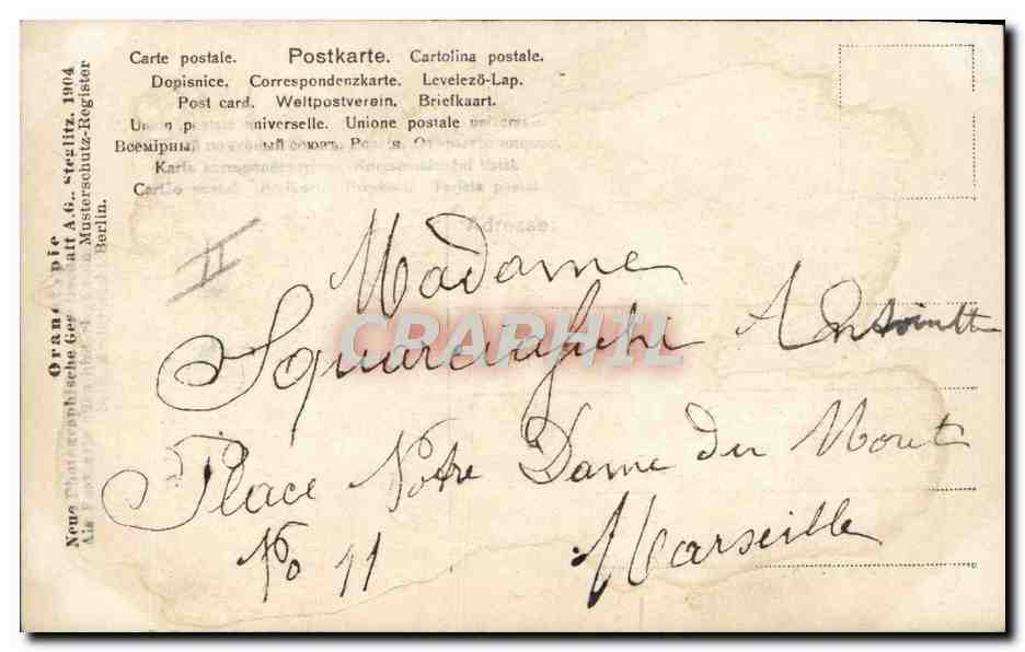 Bains à la mer — trois jeunes filles en maillots — éditeur A. & C. Steglitz, Berlin — Verso
