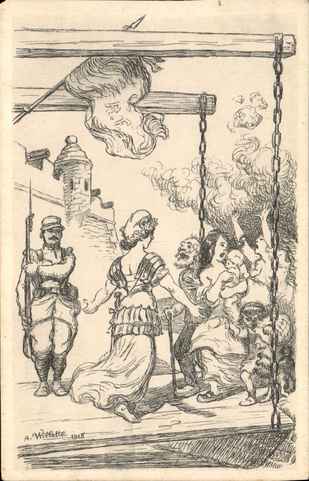 CPA Fantaisie Illustrateur Willette Marianne Militaria 
