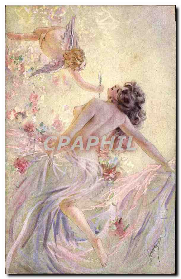 Fée et ange — illustration artistique — éditeur Carolin Postale, série [1900] 1