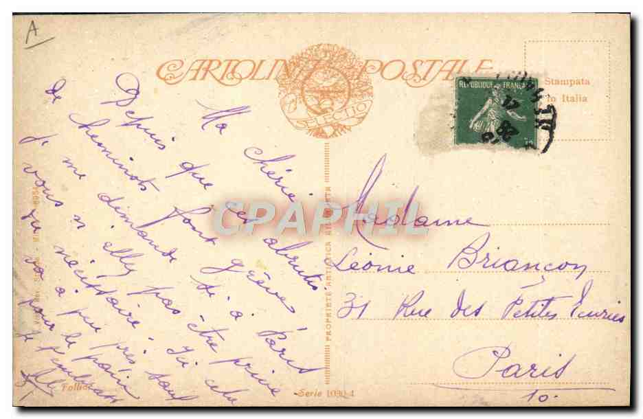 Fée et ange — illustration artistique — éditeur Carolin Postale, série [1900] 1 — Rückseite