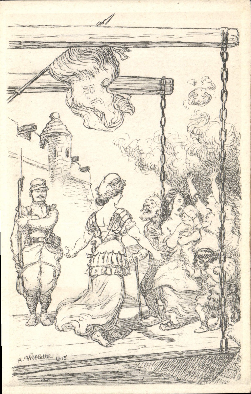 CPA Fantaisie Illustrateur Willette Marianne Militaria 
