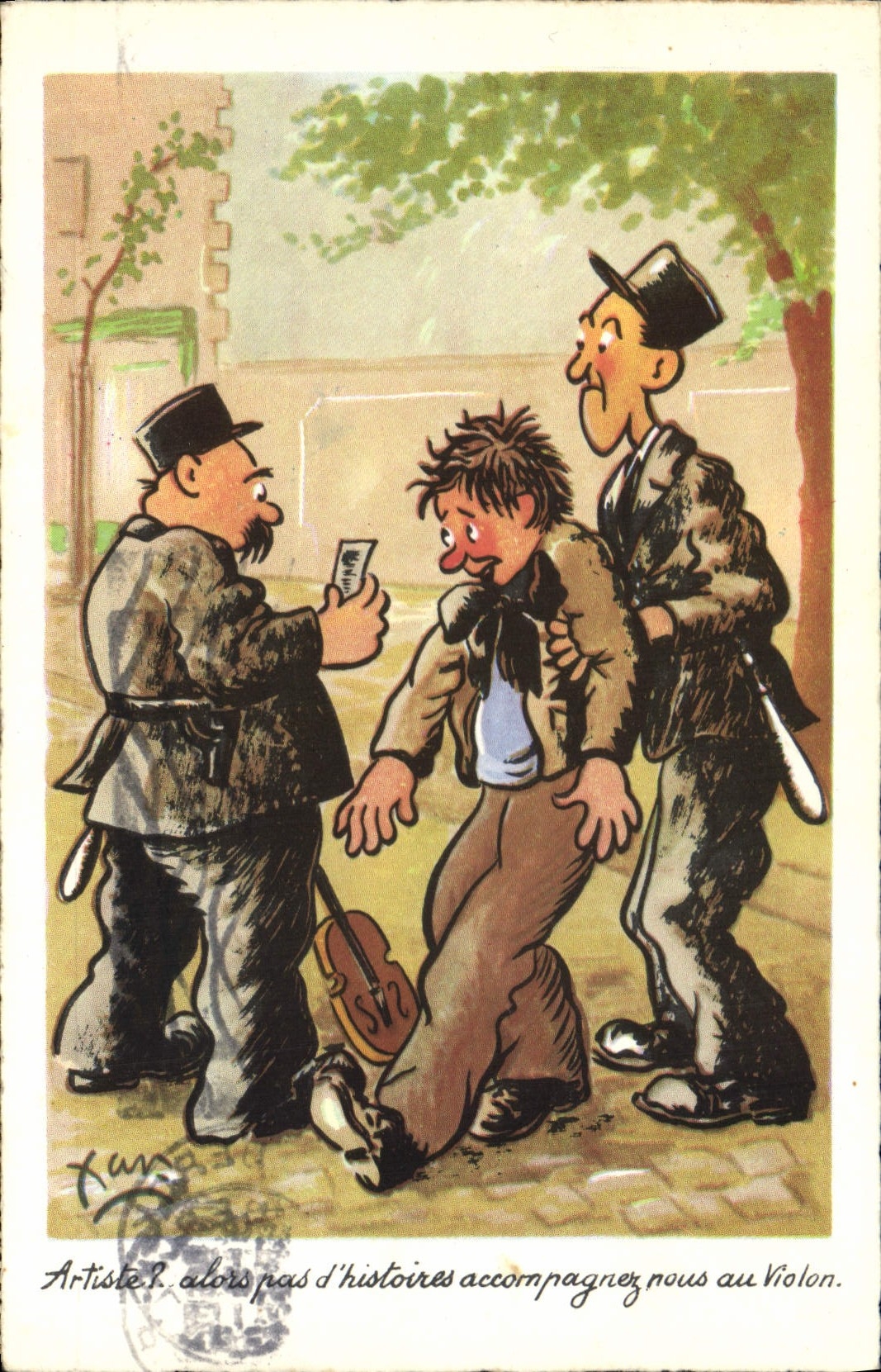 CPA Fantaisie Illustrateur Xan Police Policier