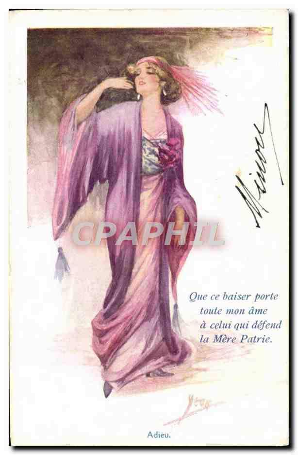 CPA Fantaisie Illustrateur Femme Adieu 