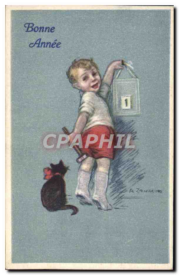 CPA Fantaisie Illustrateur Enfant Chat 
