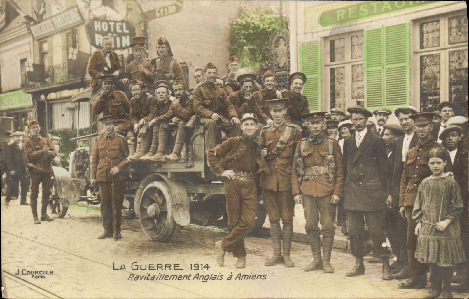 Voorraadvervoer van Engelsen in Amiens — De Oorlog, 1914 — J. Courcier, Parijs