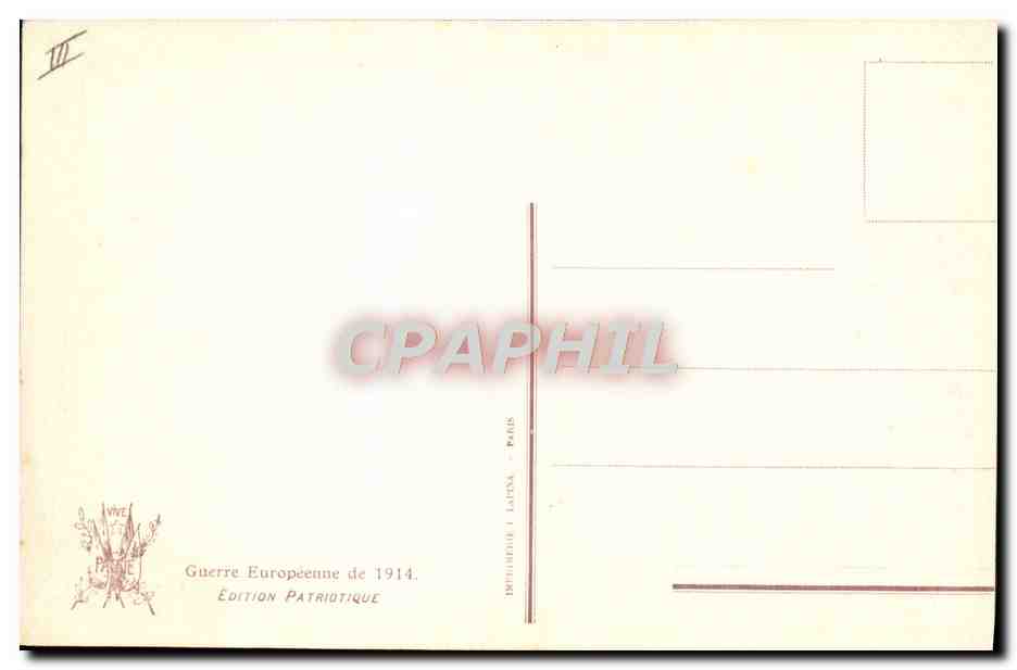Nos vaillants artilleurs à l'œuvre — Édition patriotique — M. L. n° 2068 — Verso