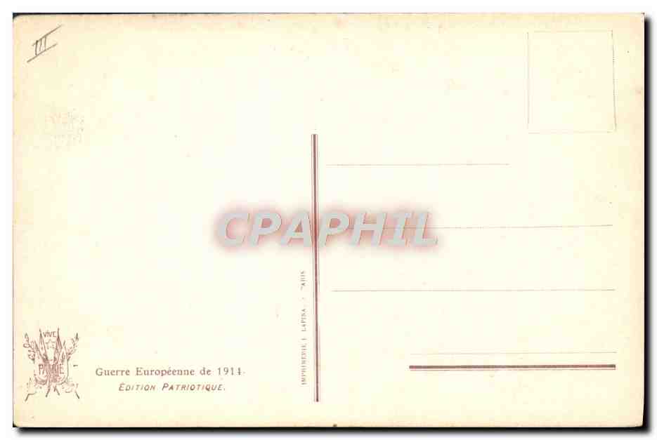 Artillerie française en action — Nos vaillants artilleurs à l'œuvre. — M. L. n° 2074 — Achterkant