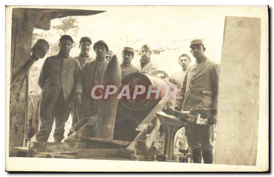 CARTE PHOTO Militaria Canon Obus Champagne