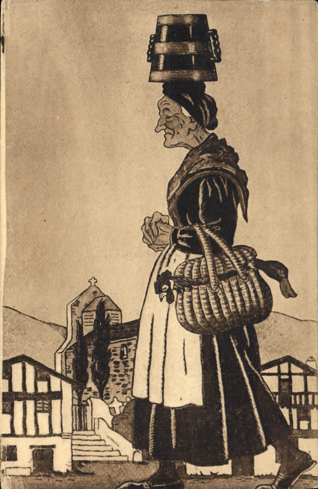 CPA Folklore Pays basque Jour de marche Jacques le Tanneur