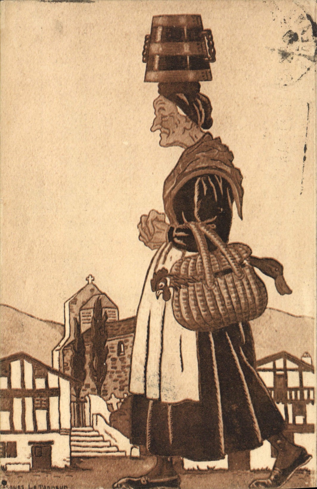 CPA Folklore Pays basque Jour de marche Jacques le Tanneur