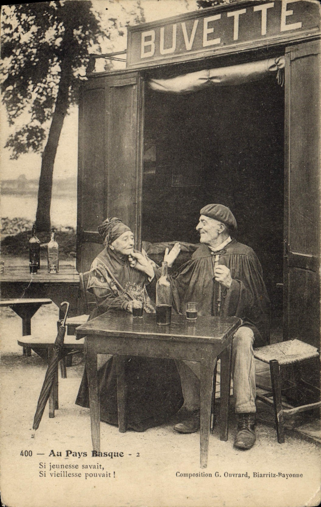 Au Pays Basque — Si jeunesse savait, Si vieillesse pouvait ! — Composition G. Ouvrard, Biarritz-Payonne - Recto
