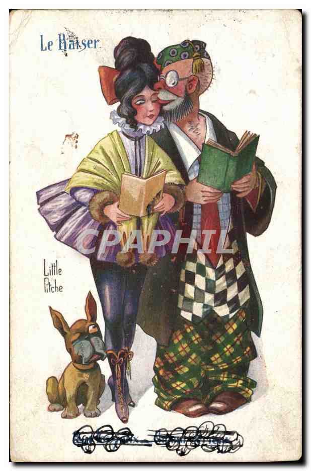 CPA Fantaisie Illustrateur Le baiser Little Pitche