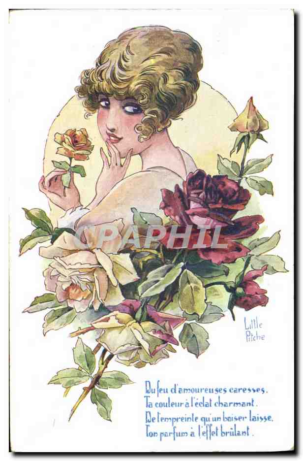 Jeune femme aux roses — Little Piché — Fantasies trichromes, Série n°120