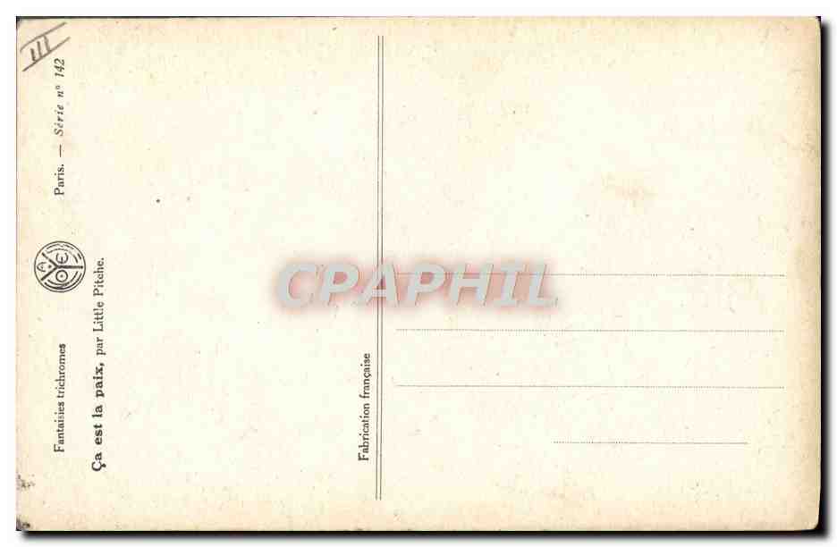 CPA Fantaisie Illustrateur Little Pitche Enfants Militaria  — Rückseite
