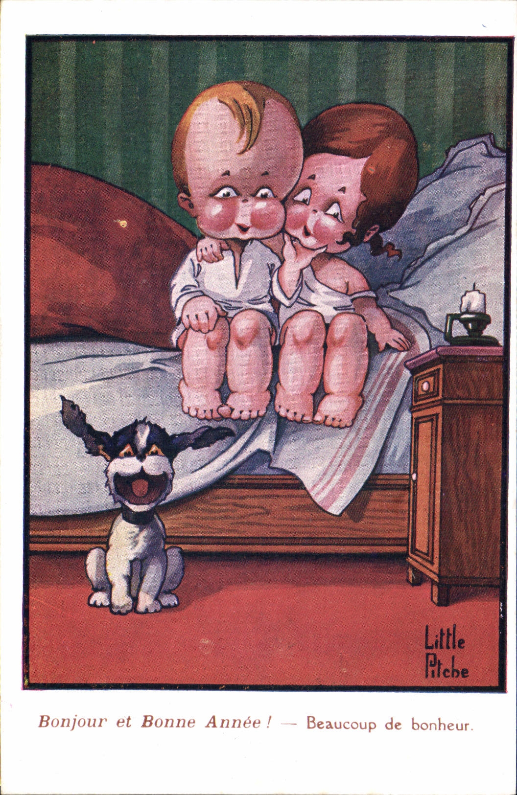 CPA Fantaisie Illustrateur Little Pitche Enfants Chien 