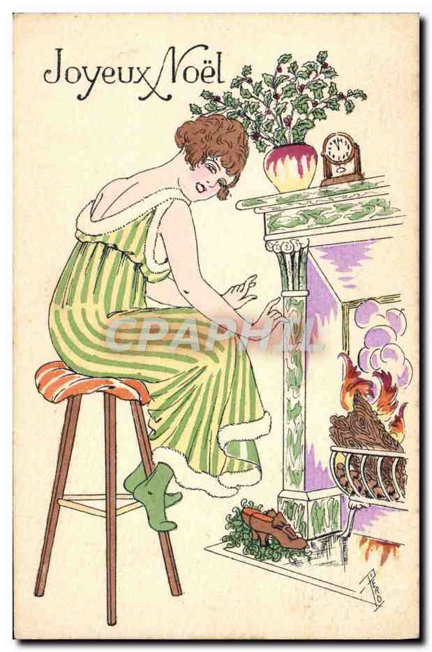 CPA Fantaisie Illustrateur Femme Noel