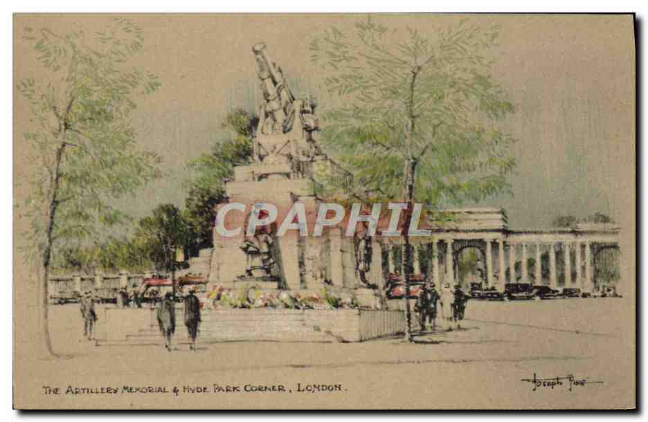 CPA Fantaisie Illustrateur The artillery Memorial & Hyde Park Corner London