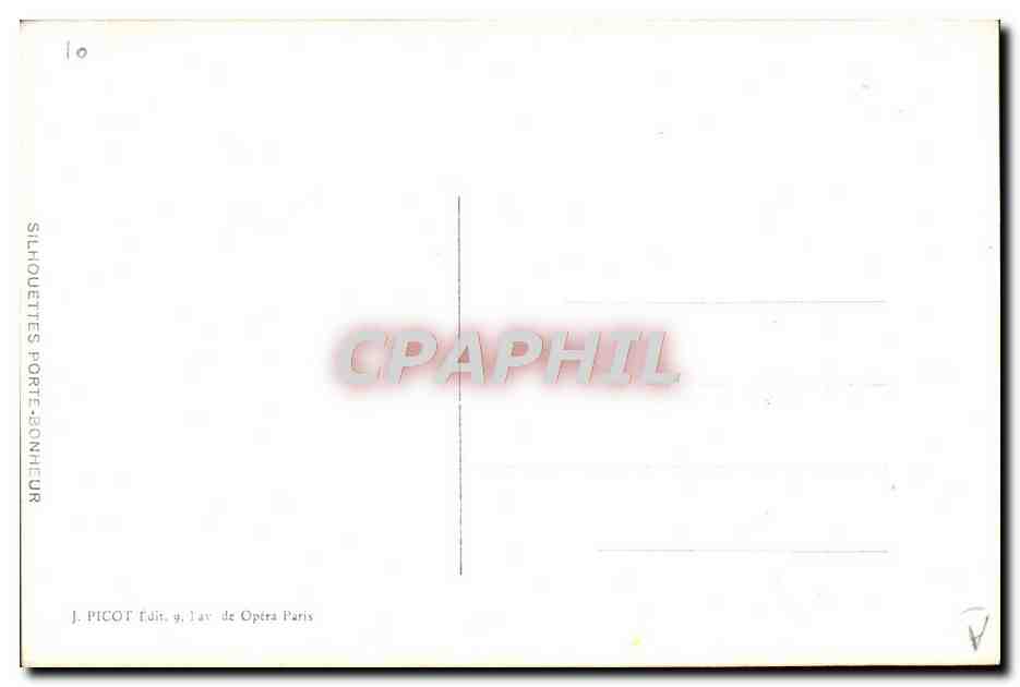 Femme tenant un couronne de muguet — illustration de S. Pavy — Silhouettes Porte-Bonheur, n°10 — Verso