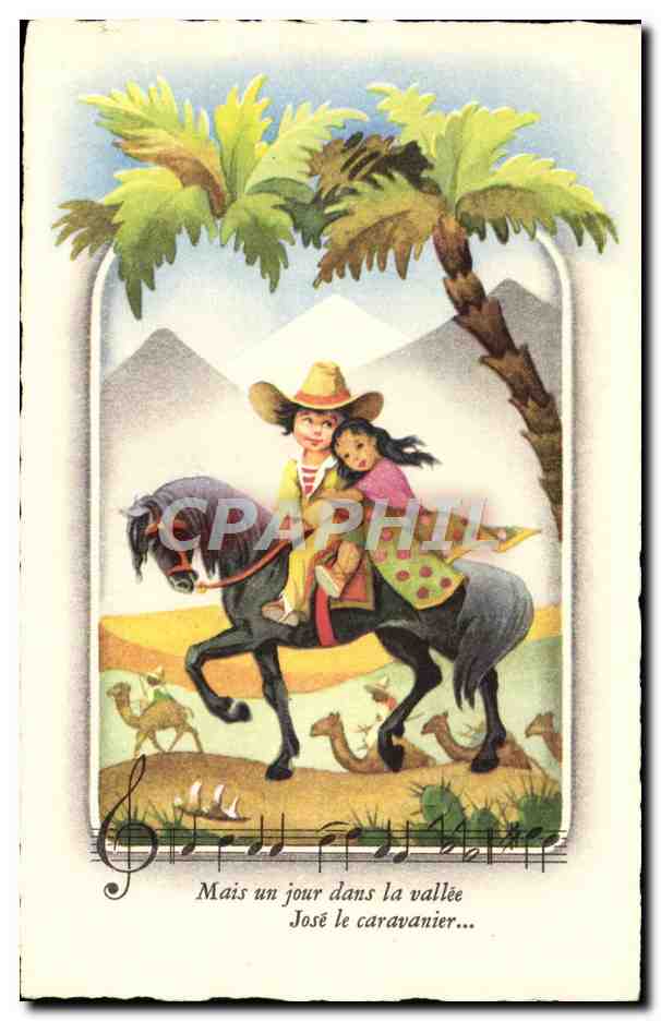 CPA Fantaisie Illustrateur Enfant Cheval