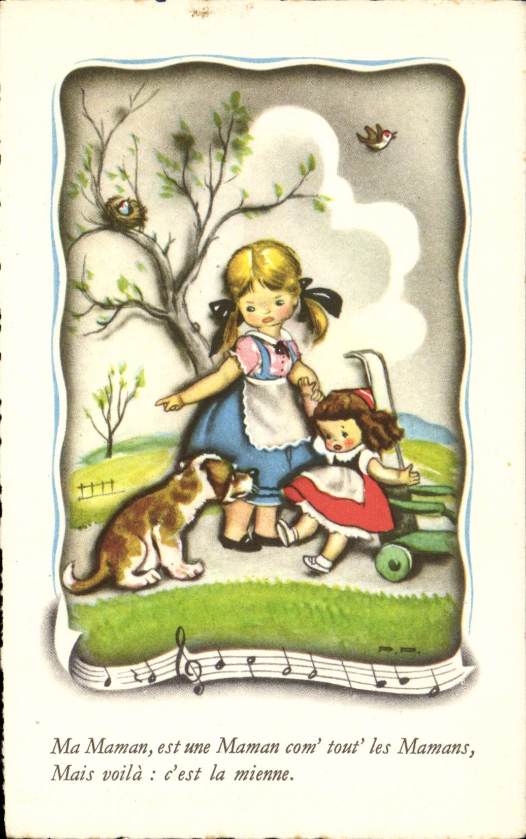 CPA Fantaisie Illustrateur Enfants Chien 