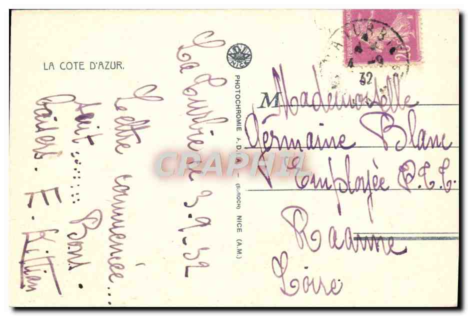 La Turbie — Ruine Romaine et la Tour d'Auguste — (A.M.) ALT. 500 m. — Reverso