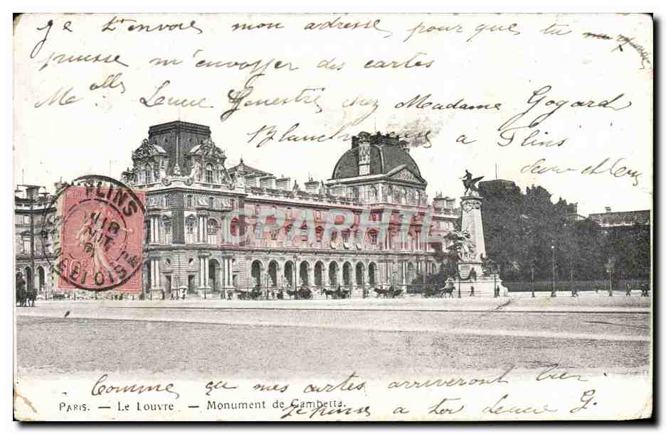 CPA Paris Le Louvre Monument de Gambetta