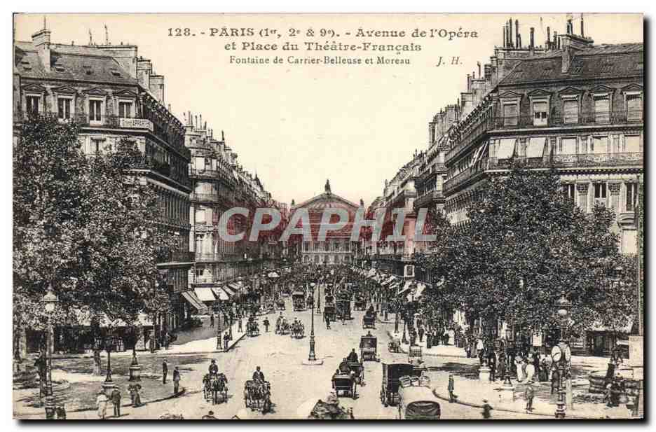 CPA Paris Avenue de L'Opera et Place du Theatre Francais
