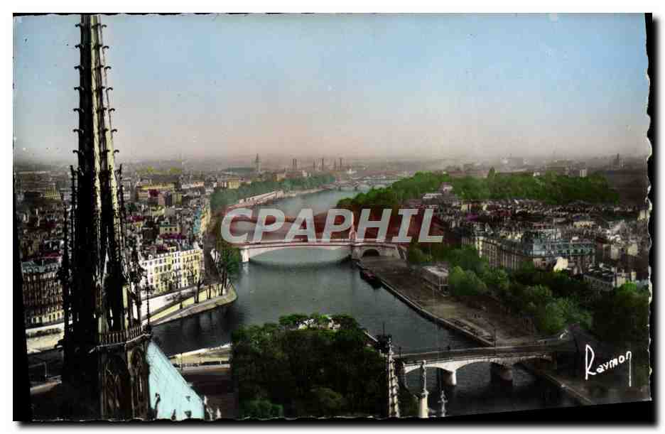 Die Turmspitze von Notre-Dame und die Kurven der Seine — Bilder von PARIS, n°37 — Verlag: M. JOHANN, 126, rue Beaurepaire, Paris