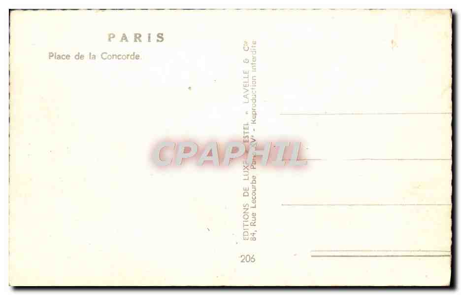 CPM Paris Place de la Concorde — Rückseite