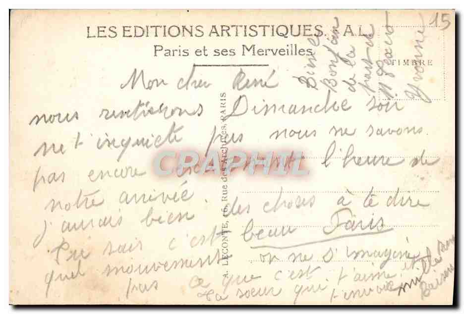CPA Paris Place Vendome — Rückseite