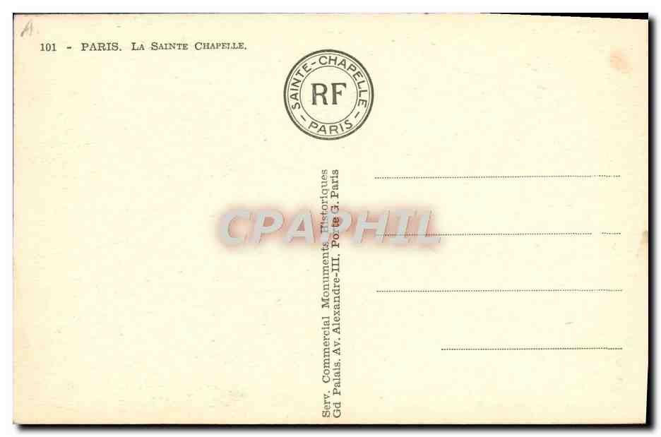 CPA Paris La Sainte Chapelle — Rückseite