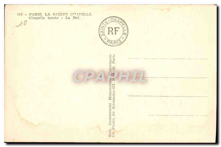 CPA Paris La Sainte Chapelle haute La nef — Rückseite