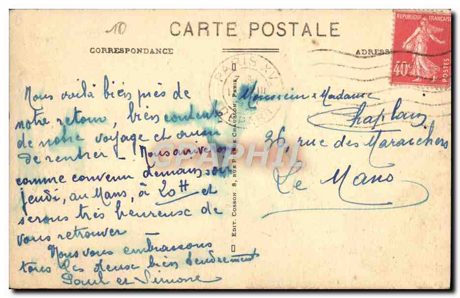 CPA Paris La Place de la Cocorde — Rückseite
